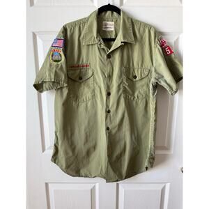 Boy Scouts of America BSA Vintage Uniform Shirt Adult XL Olive Short Sleeve